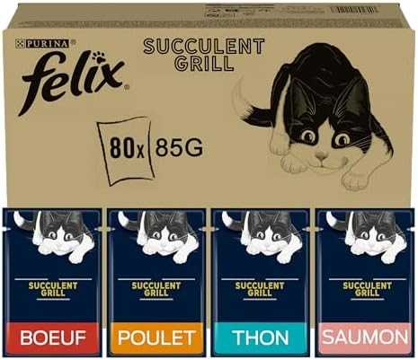 FELIX Succulent Grill Poulet, Bœuf, Saumon, Thon en Sauce 80X80g