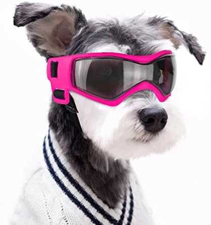 Namsan Lunettes de protection pour chien - Anti-UV - Coupe-vent - Réglable - Pour chiens de petite et moyenne taille - Rose