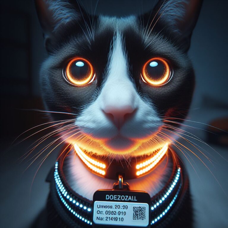 chat collier reflechissant