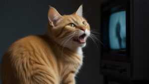 Default cat hitting tv set