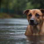 Default chien fait caca sous la pluie