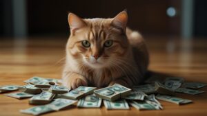 Default cat counting money