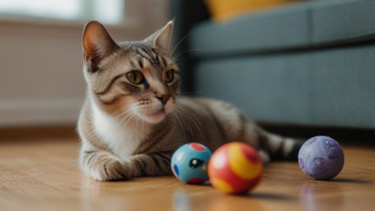 Default cat playing with toys