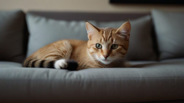 Default young cat playing in a sofa