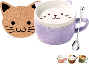 Découvrez le cadeau INCONTOURNABLE : Tasses à café chat violet en céramique pour Éblouir Femmes et Filles ! 🎁✨