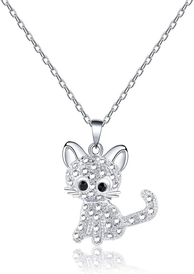 Éblouissant Collier Chat Argenté et Bleu : Le Cadeau Parfait pour Les Amoureuses de Chats - Brillez avec Élégance !