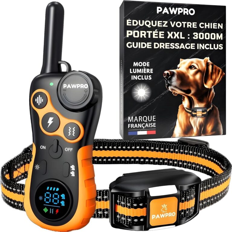 Découvrez le Collier Révolutionnaire PAWPRO : Dressage Éclair, Portée Époustouflante de 3km, Lumière Nocturne et 124 Niveaux d'Entraînement !