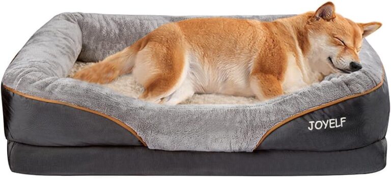 JOYELF : Lit Orthopédique Grand pour Chien en Mousse à Mémoire – Housse Lavable + Jouet Grinçant Inclus ! Confort Ultime pour Votre Animal !